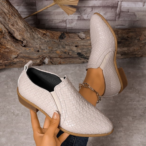 ladies beige dress shoes Womens Casual Pointed Toe Thick Heel Slip On For Fall And Winter Outdoor Wear Comfortable One Pair Pu Material Size 41 Coutgo Womens Strappy Heels teen-partywear Size:AU10 - (US6)