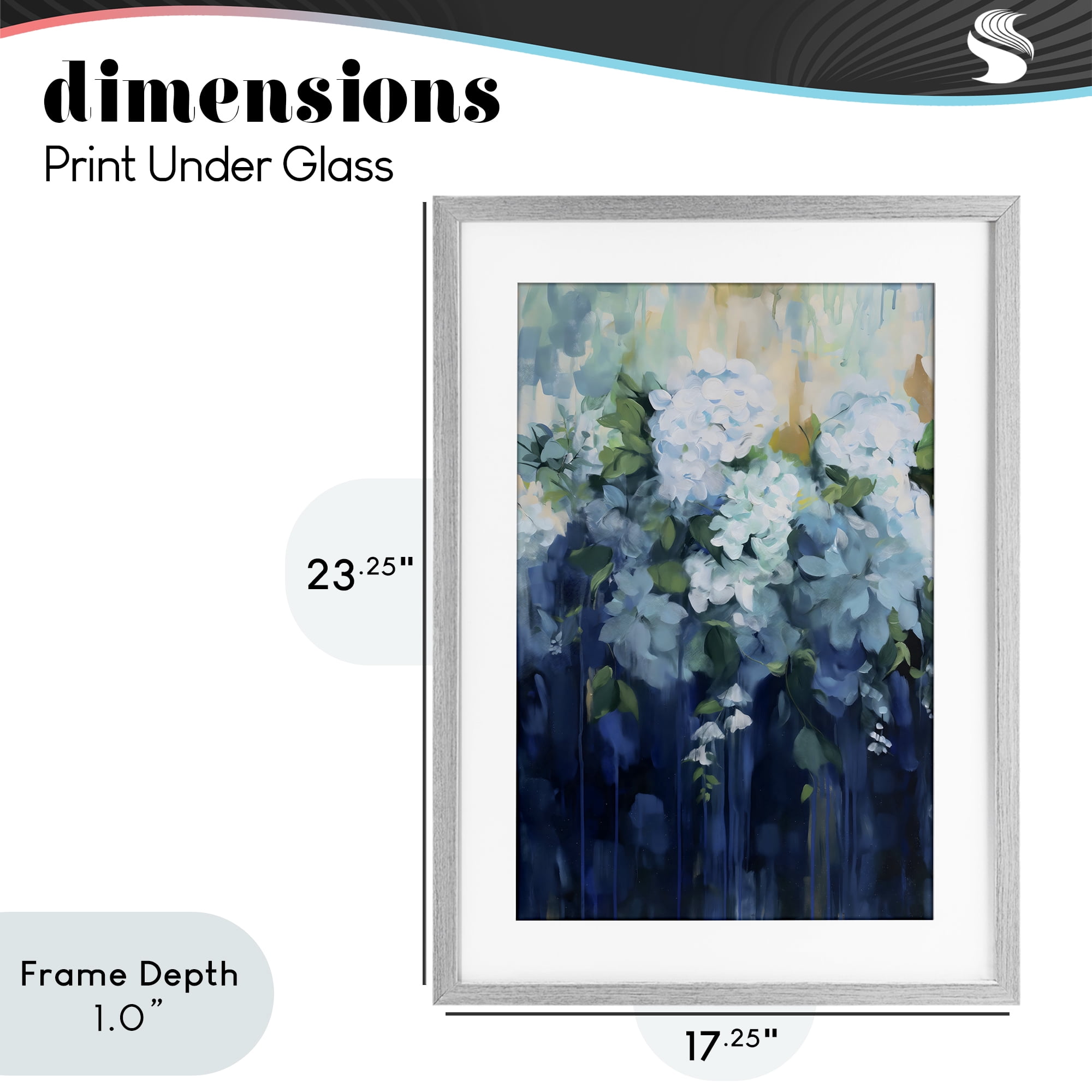 Stupell Industries Lush Blue Hydrangea Abstract Gray Framed Print Under Glass, design by Gina Kelly