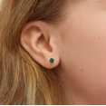 thumbnail image 3 of 925 Sterling Silver Classic 4mm Simulated Emerald Prong Set Girls Screw Backs, 3 of 6