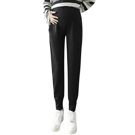 

QYZEU Thermal Womens Leggings Soft Leggings With Pockets for Women Women Plus Size Velvet Thickening Maternity Wear Belly Pants Ninth Pants Pants Pregnant Leggings