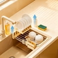 thumbnail image 3 of Btomtd 2-in-1 Expandable Kitchen Drying Rack Retractable Sink Colander With Optional Cutlery Utensil Storage, 3 of 8