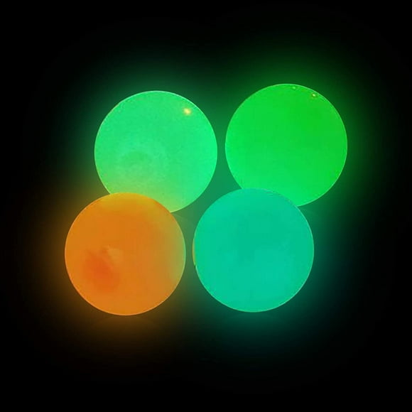 Balles Globbles Collantes Phosphorescentes, Balle Anti-Stress Lumineuse, Tombent Malades au Mur et Tombent Lentement, Jouets Squishy pour Enfants et Adultes, Jouet Amusant pour TDAH, TOC, TOC, Anxiété (45 mm, Lot de 4)