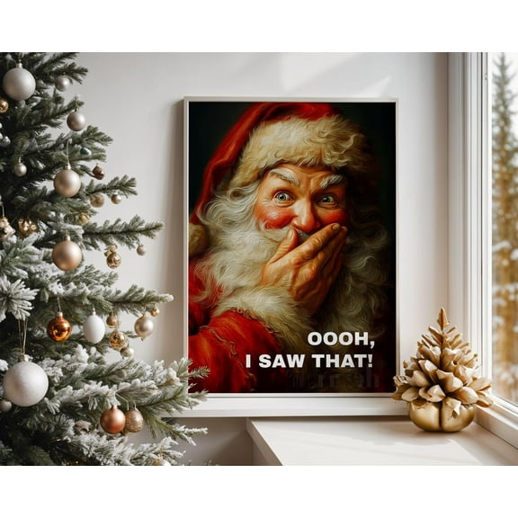 YaHaku Funny Santa Claus Christmas Wall Art, Vintage Holiday Poster, Retro Santa Print, Festive Home Decor, Humorous Holiday Artwork Gift