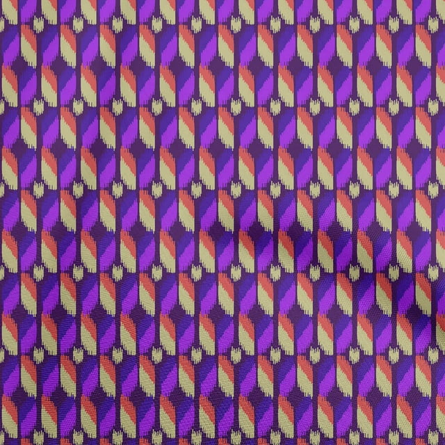 oneOone Georgette Viscose Purple Fabric Asian Ikat Craft Projects Decor Fabric Printed By The Yard 42 Inch Wide