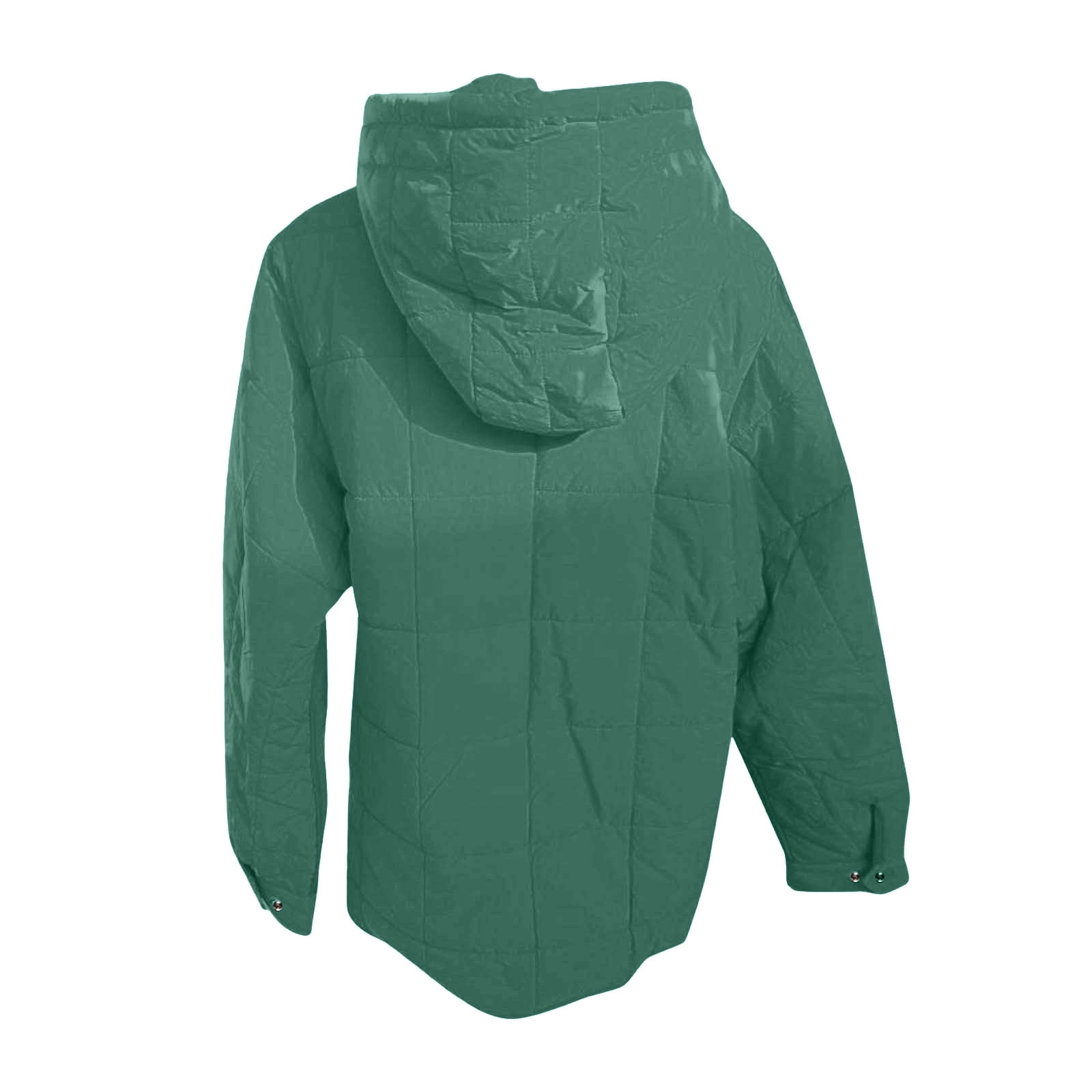 GEWSEY Quilted Puffer Jacket Womens with Hood Packable Pullover Jacket Lightweight Oversized Winter Warm Padded Coats (Dark Green, M)