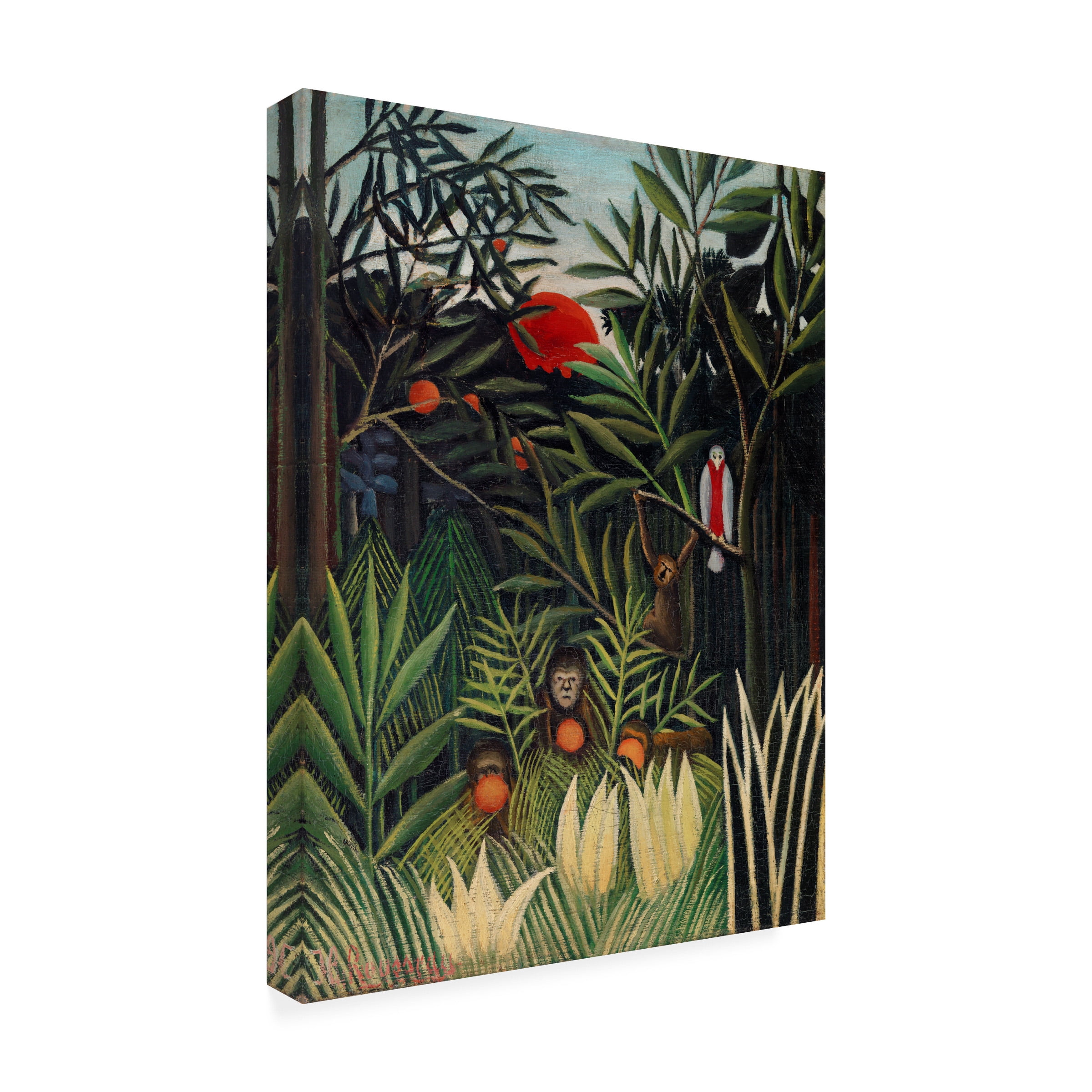 Pictufy 'Monkeys And Parrot In The Virgin Forest' Canvas Art