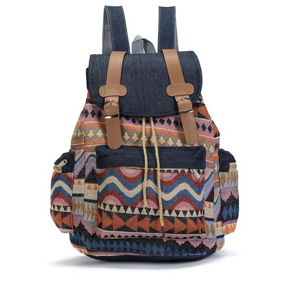 Women Canvas Vintinge Backpack Ethnic Backpack Bohemian Daypack Schoolbag