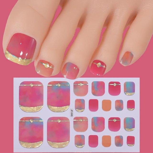 22PCS 3D Shiny Dopamine Color Toe Nail Stickers Cute Stickers Polish Gold Nail Stickers Nail