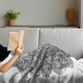 thumbnail image 3 of Celtic Soft Flannel Fleece Throw Blanket, Circular Macro Celtic Knot with Twisted Spirals and Lines Classic Cultural, Cozy Plush for Indoor and Outdoor Use, 50" x 70", Black White, by Ambesonne, 3 of 5
