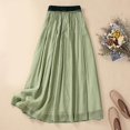 thumbnail image 1 of Cadeaux pour Femmes LSLJS Jupe Cheville en Coton et Lin d'Été Unie Brodée à Taille Élastique pour Femme, Jupe Maxi, 1 of 9