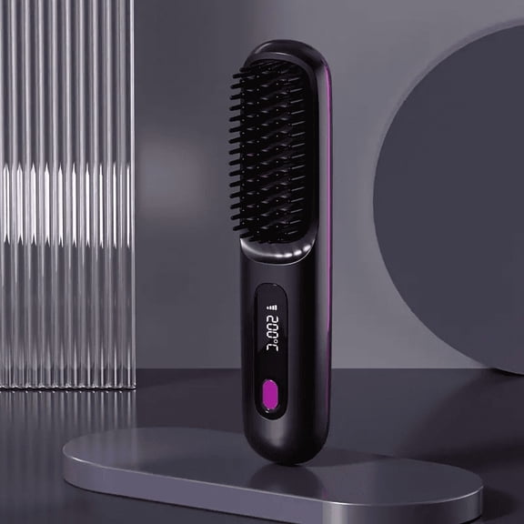 Hulmay Gobrush Pro, Cordless Hair Straightener Brush, 3 Temperature Settings, Ionic & Ceramic Care, Portable Rechargeable for Frizz-Free Styling, Black