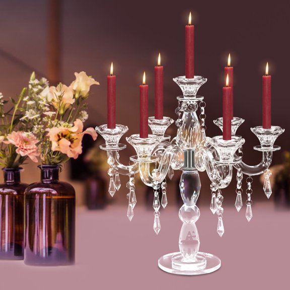 Crystal Candle Holder Candelabra 7-arm Wedding Birthday Party Gift Candlestick