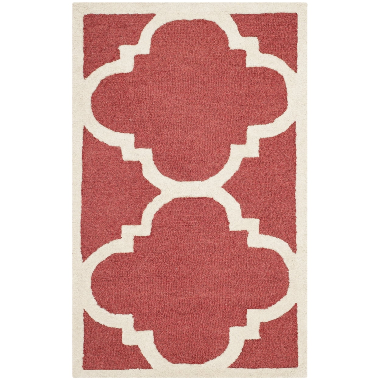 SAFAVIEH Cambridge Justine Geometric Quatrefoil Wool Area Rug, Rust/Ivory, 6' x 6' Round