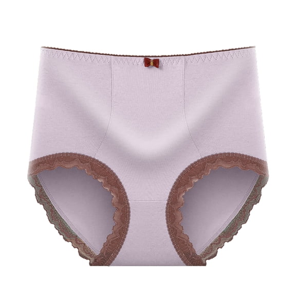 Annhoo Lounge Panties for Women Trendy Lace Trim High Waisted Seamless Briefs Bowknot Front Full Coverage Underwear