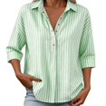 thumbnail image 6 of Cotton Linen Tops for Women Striped Long Sleeve Tops Soft Loose Fit Casual Fashion T-Shirt Tops for Holiday Daily Wear by Gbobgt Green XL, 6 of 6