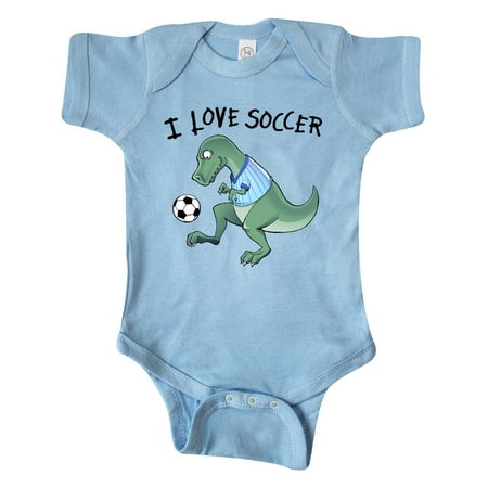 

Inktastic I Love Soccer-Dinosaur in Blue Gift Baby Boy or Baby Girl Bodysuit