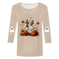 thumbnail image 5 of CAICJ98 Womens Casual Halloween 3/4 Sleeve Crew Neck Tee Shirts Pumpkin Ghost Shirts Fall Tops Halloween Shirt Womens (Beige,L), 5 of 5