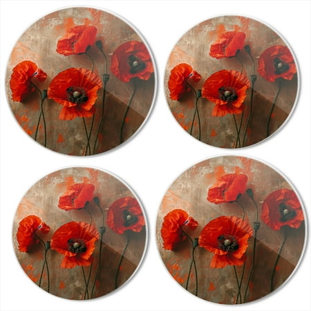 

Bahomeck Gas Stove Burner Cover Set Of 4 Red Poppies On Brown Wall Metal Electric Stove Burner Covers Protecting Gas Stoves Kitchen Decor，8 Inch And 10 Inch