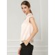 thumbnail image 4 of Allegra K Blusa de trabajo elegante con cuello en V y manga casquillo para mujer, blusa con cuello en V y cuello alto para oficina Beige L, 4 of 6