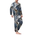 thumbnail image 2 of Salouo Mountain White Dragon Print Button-Front Long Sleeve Pajama Set for Men, Soft 2Pjs Men's Long Sleeve Sleepwear-XX-Large, 2 of 7