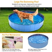 Moclever Foldable Dog Swimming Pool, 63in Kids Swimming Pool Outdoor Bathing Tub for Baby Pet, Blue