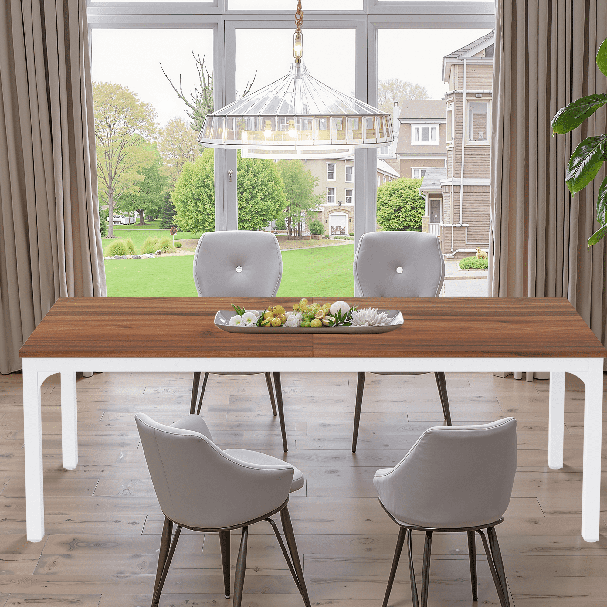 MAYEERTY 78.7 Inch Dining Table, 6-8 Seater Rectangular Table with 25mm MDF Board & Heavy Duty Metal Frame