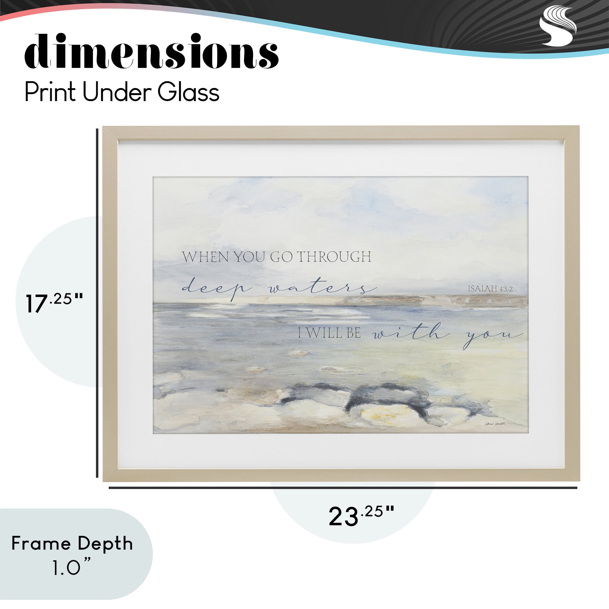 Stupell Industries Deep Waters Isaiah 43:2 Birch Framed Print Under Glass, design by Lanie Loreth