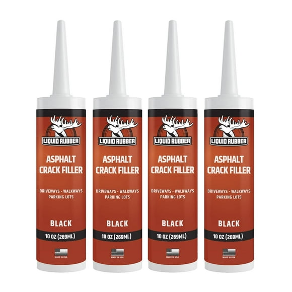Liquid Rubber Asphalt Crack Filler - Professional-Grade Self-Leveling Waterproof Sealant for Driveway, Parking Lot & Walkway Cracks - Black 10oz - Hel