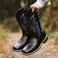 thumbnail image 2 of Men's Western Slip On Work-Casual Boots High Heel Embroidered Mid-Calf Boots Country Boot, 2 of 6