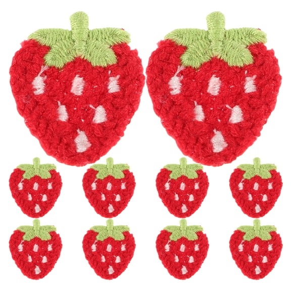 LOLIPPYY 10pcs Strawberry Iron-On Patches Cute Handmade Fruit Embroidery for Clothes, Jeans, Hats, Bags, Accessories & Crafts