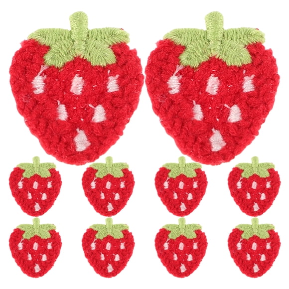 10pcs Strawberry Patches Handmade Cute Fruit Iron On Patches For Clothes And Accessories Small Embroidery Patches For Women Girls Jeans Hats And Bags DIY Crafts