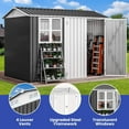 thumbnail image 2 of ModFusion 8x6 ft Storage Shed with Large Window, Lock, Galvanized Metal, Shutter Vents, Garden Tools Bike Storage Pool Supplies Organizer, Dark Gray and White, 2 of 10