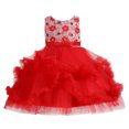 thumbnail image 4 of FhsagQ Robe de Fête Sans Manches pour Fille, Robe à Volants, Robe Tutu de Cérémonie pour Fille (Rouge Taille 9-10 Ans), 4 of 7