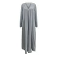 thumbnail image 3 of Gifts Usmixi Jumpsuits for Women Plus Size Fashion Loose Wide Leg Lightweight Cotton Linen Baggy Maxi Jumpsuits Overalls Summer Formal Solid V-Neck Short Sleeve Long Rompers Gray xxxxl, 3 of 4