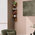 thumbnail image 2 of Sorbus 5-Tier Zig Zag Corner Wall Shelf, Floating Wood Bookshelf for Storage & Display, Space-Saving Wall Mount Shelves for Living Room, Bedroom, Office, Bathroom, 40 Inch, Brown, 2 of 6