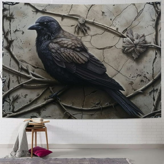 PRATYUS  Raven Tapestry Psychedelic Bedroom Decoration Branch Magic Curtain Wall Hanging for Room Home Dorm Decor 40x30inch