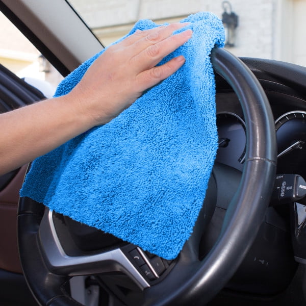 Blue - 5 pcs Car Wash Towels 5 Pcs Transer Microfiber Clean Cloth Wipes for Car Auto Interiors & Exteriors Cleaning 