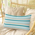 thumbnail image 4 of Teal Khaki Striped Pillow Covers, Linen Long Throw Pillow Case, Farmhouse Stripes Modern Abstract Art Holiday Pillow Protector Decorative Cushion Cover for Living Room/Bedroom 20" x 26", 4 of 8