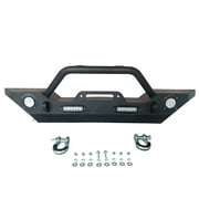 Motoos Front Bumper Built-in LED Lights Replacement for 2007-2018 Wrangler JK Black Steel Car RD-Bumper-0009