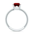 thumbnail image 2 of Rosec Jewels Pear Shape Simulated Ruby Solitaire Ring with Moissanite - 7X10 mm - AAAA Grade, 18K White Gold, US 12.50, 2 of 9