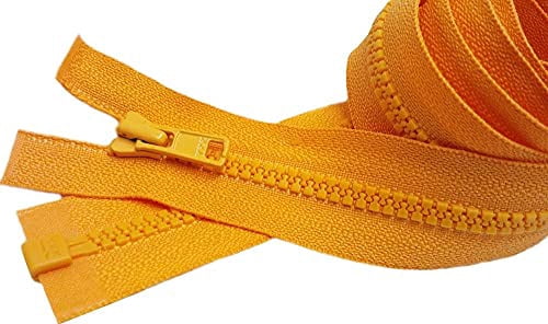 YKK #3 Molded Vislon Orange Yellow Lightweight Jacket Separating Zipper - Choose Your Length - Color: Orange Yellow #507 - Made in The United States (1 Zipper Per Pack)