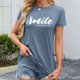 thumbnail image 2 of Camiseta informal de manga corta con cuello en V y estampado para mujer - Poliéster y spandex, transpirable, diseño floral - Top de moda para verano/otoño, 2 of 6