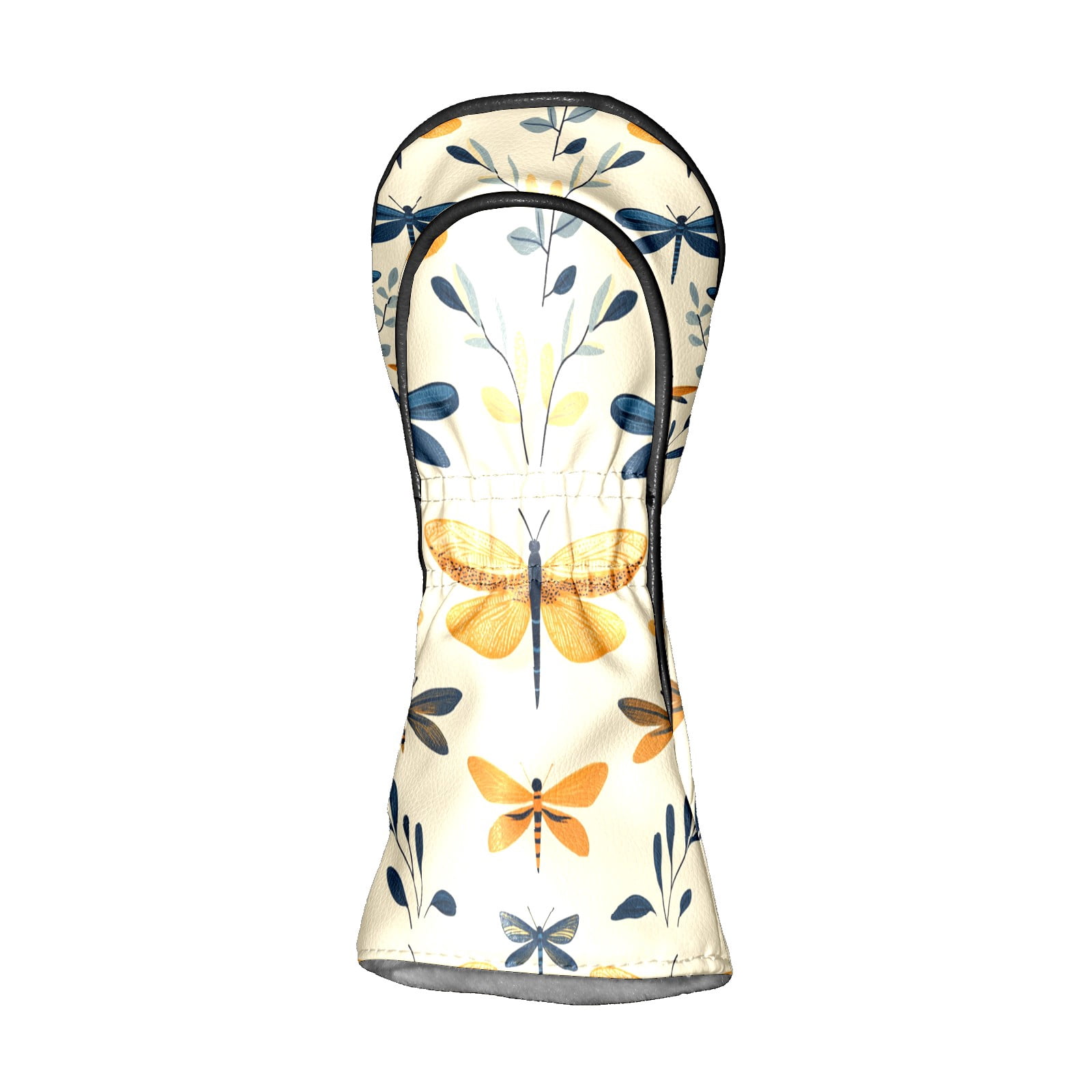 Golf Club Covers PU Leather Waterproof Head Covers for Fairway Woods Hybrids Leaf Dragonfly