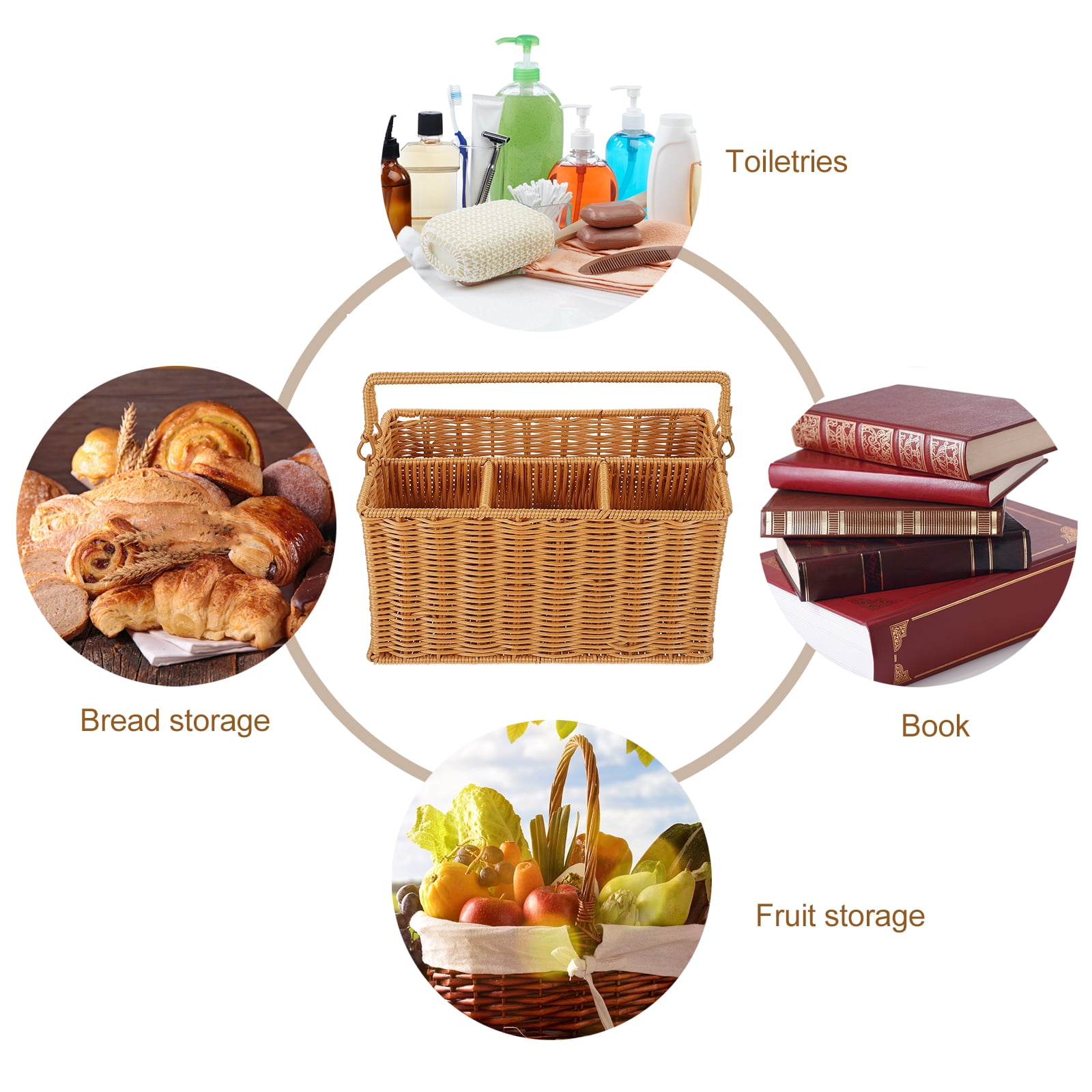 Woven Cutlery Storage Basket Serving Holder Kitchen Organizing Asseriories Plastic Spoons Silverware Utensil Drainer Utensils Imitation Rattan