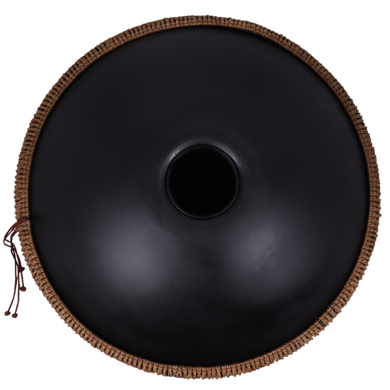 440HZ Steel Tongue Drum D Minor 10 Notes Handpan Drum Black with Mandala Pattern