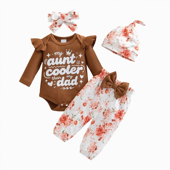 Newborn Infant Baby Girl Clothes Outfits Rib Romper Floral Pants with Headband Winter Clothing Set