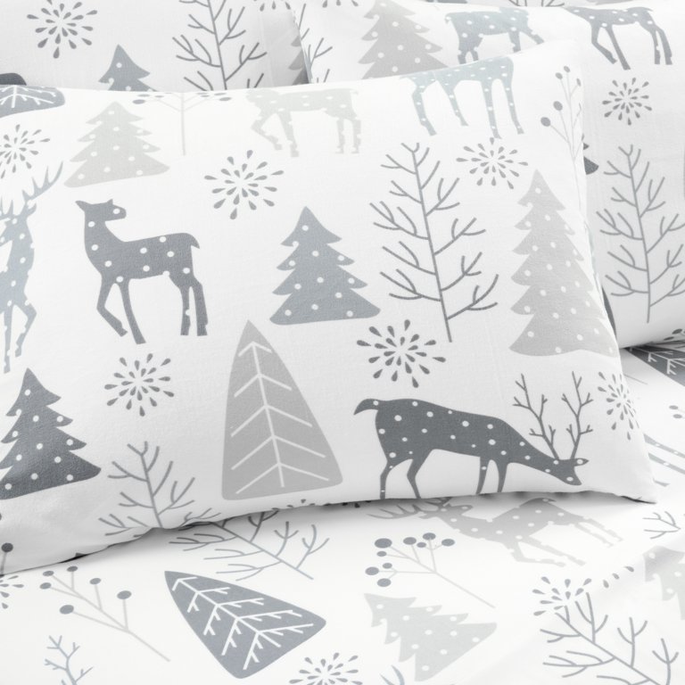 Lush Decor Wonderland Soft Flannel Sheet Set - Gray - Queen