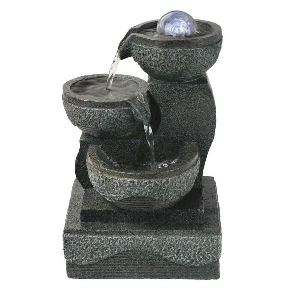 Astonica Indoor Lighted Table Top Water Fountain White Polyresin