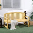thumbnail image 3 of Spaco 56" Outdoor Wood Bench, 2-Seater Garden Bench with Backrest and Armrest, Bench for Outdoor as Backyard, Lawn, Garden, Natural, 3 of 11