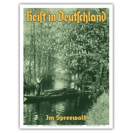 Travel In Germany (Reist in Deutschland) - Spreewald Biosphere Reserve - Vintage Travel Poster by Haneberg Studio c.1950s - Master Art Print (Unframed) 9in x 12in